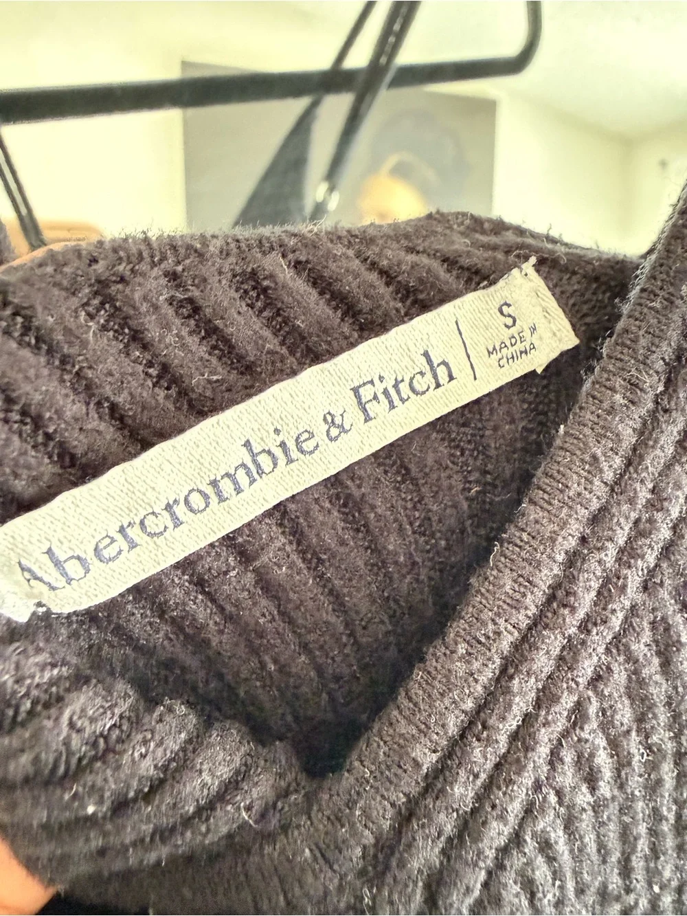 Abercrombie & Fitch Black Ribbed Maxi Slip Dress